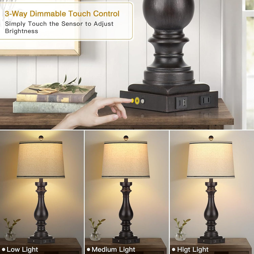 Table Lamps for Living Room,Vintage Bedside Nightstand Bedroom Lamp,Single