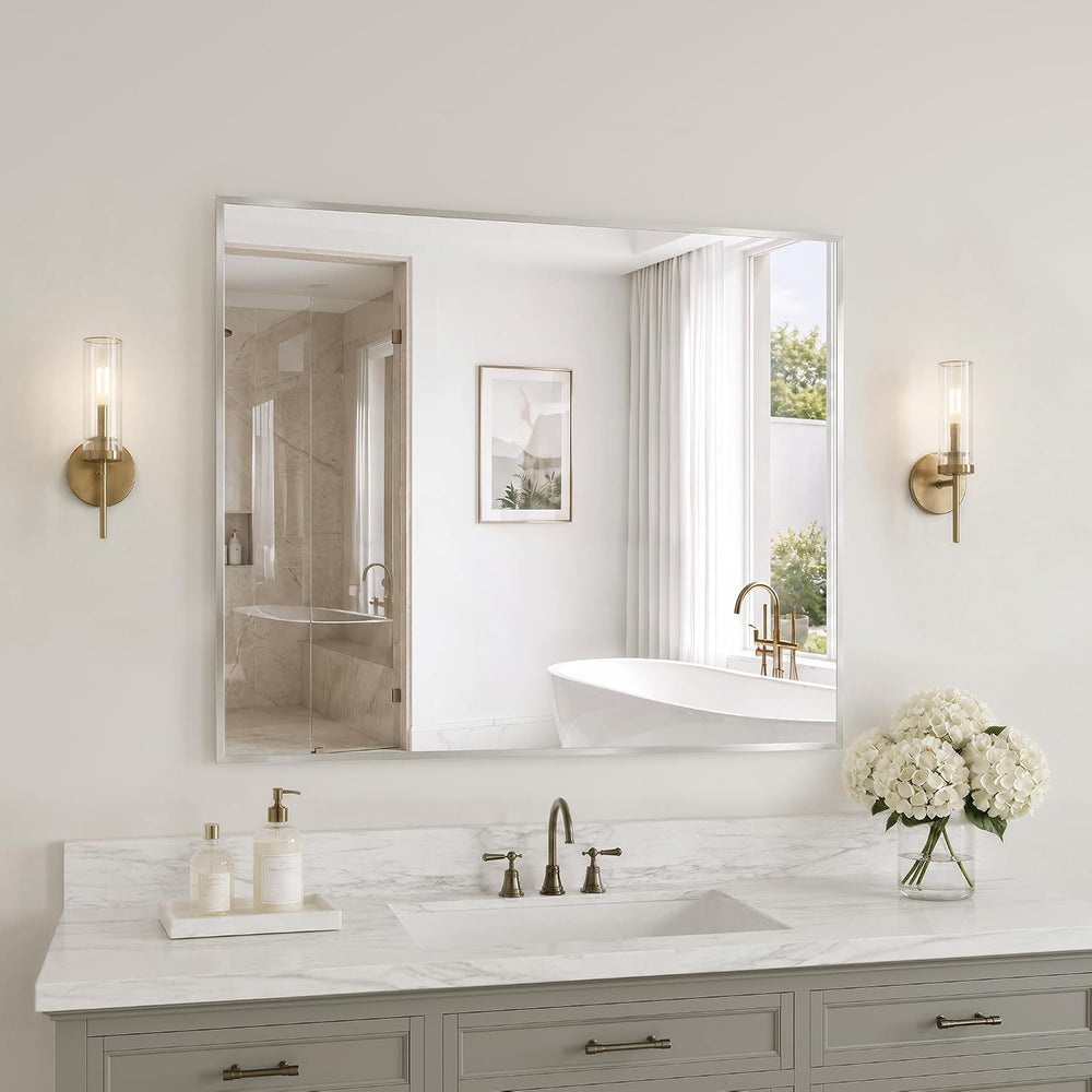 30"x36" Brushed Nickel Mirror Wall Mounted for Over Sink