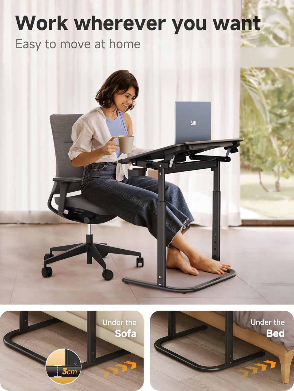 SAIJI XXL Extra Large Sturdy TV Tray Table, Laptop Desk for Couch