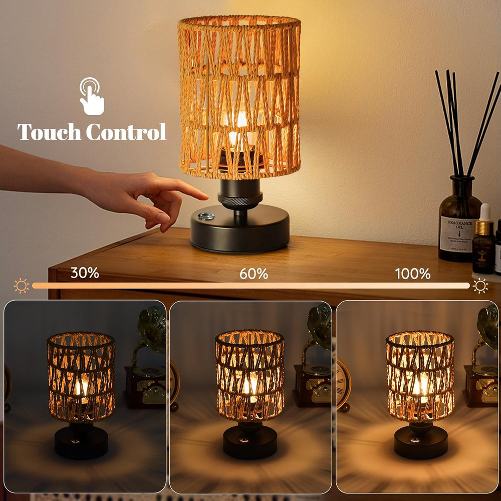 Wireless Table Lamp—2 Piece Beige,4000mAh Rechargeable Table Lamp