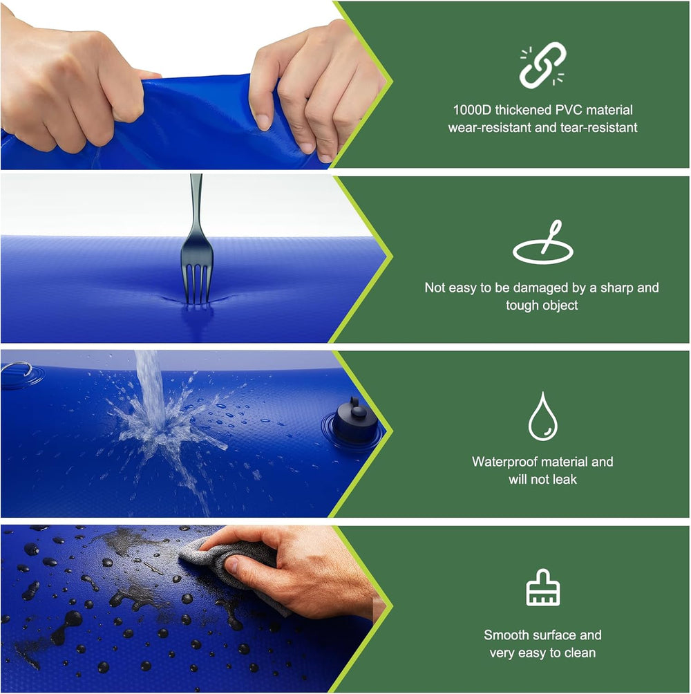 30 Gallon Water Bladder, 1000D PVC Foldable Portable Water Tank, Blue Large C...