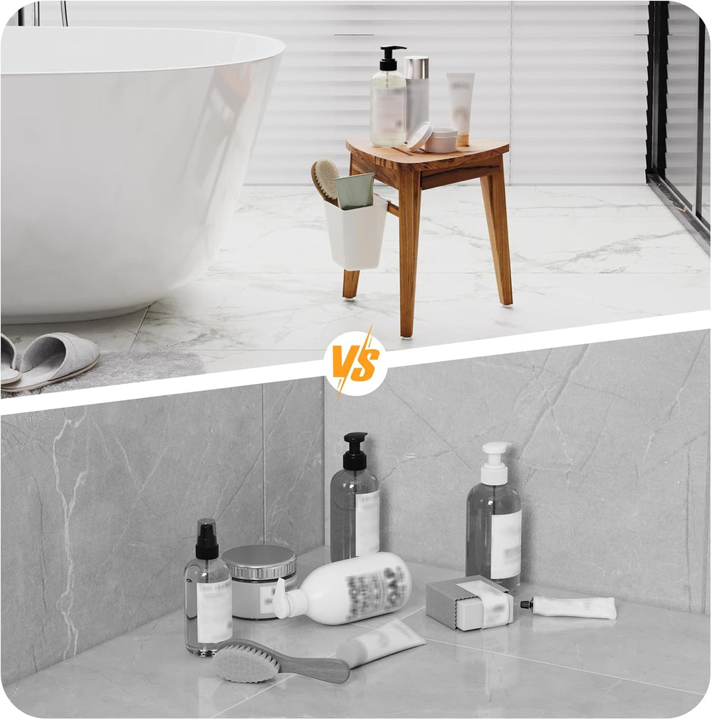 Kiasthome Teak Shower Bench, Waterproof Bathroom Teak Corner Shower Bench, St...