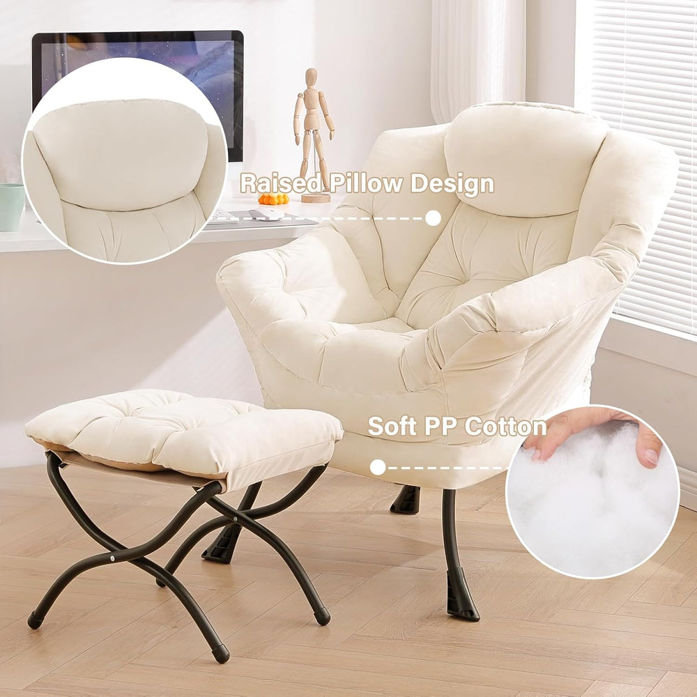 Tiita Lazy Chair with Ottoman, Modern Large Accent Lounge Chairs, Leisure Sof...