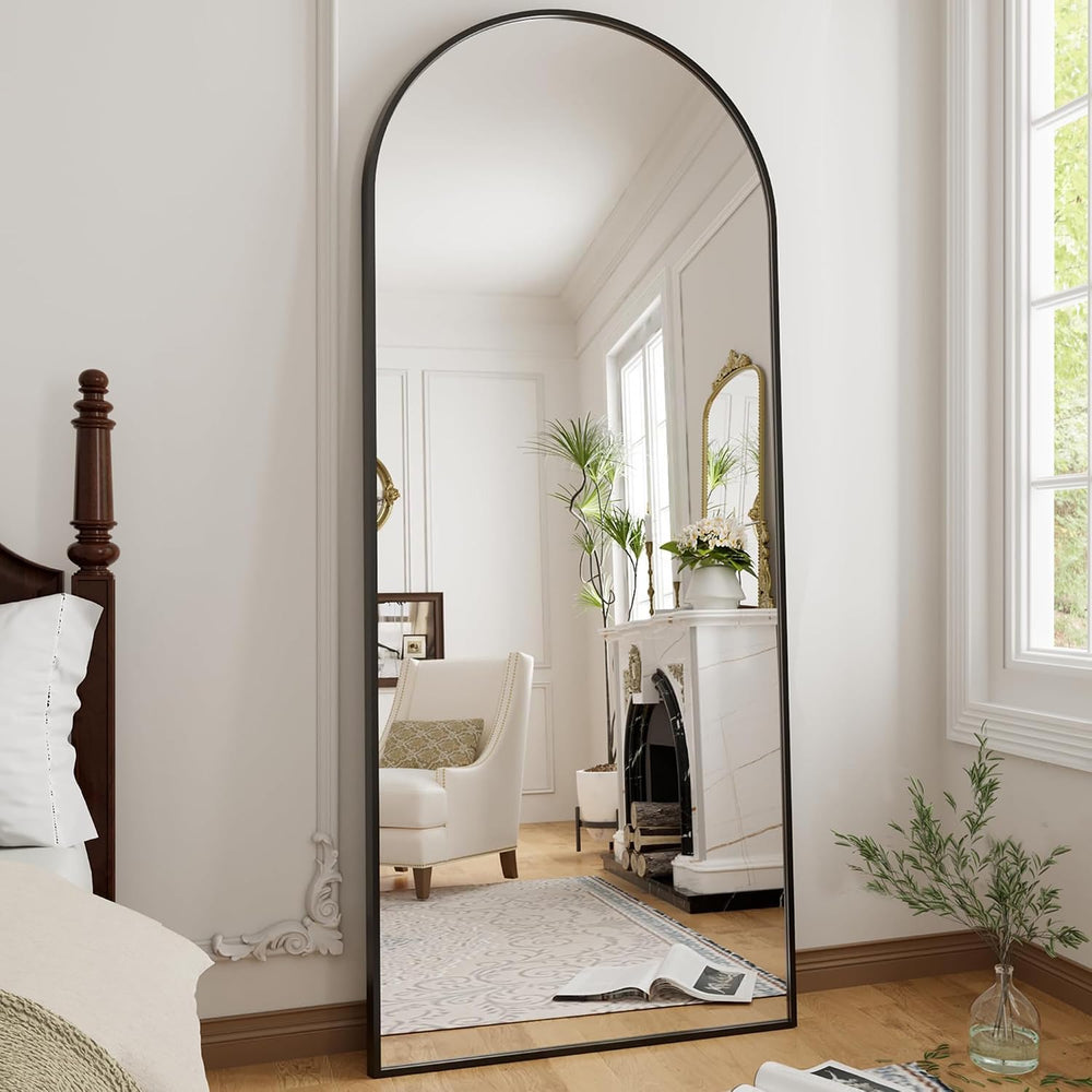 OGCAU 70"x26" Arched Full Length Mirror, Floor Full Body Mirror, Black
