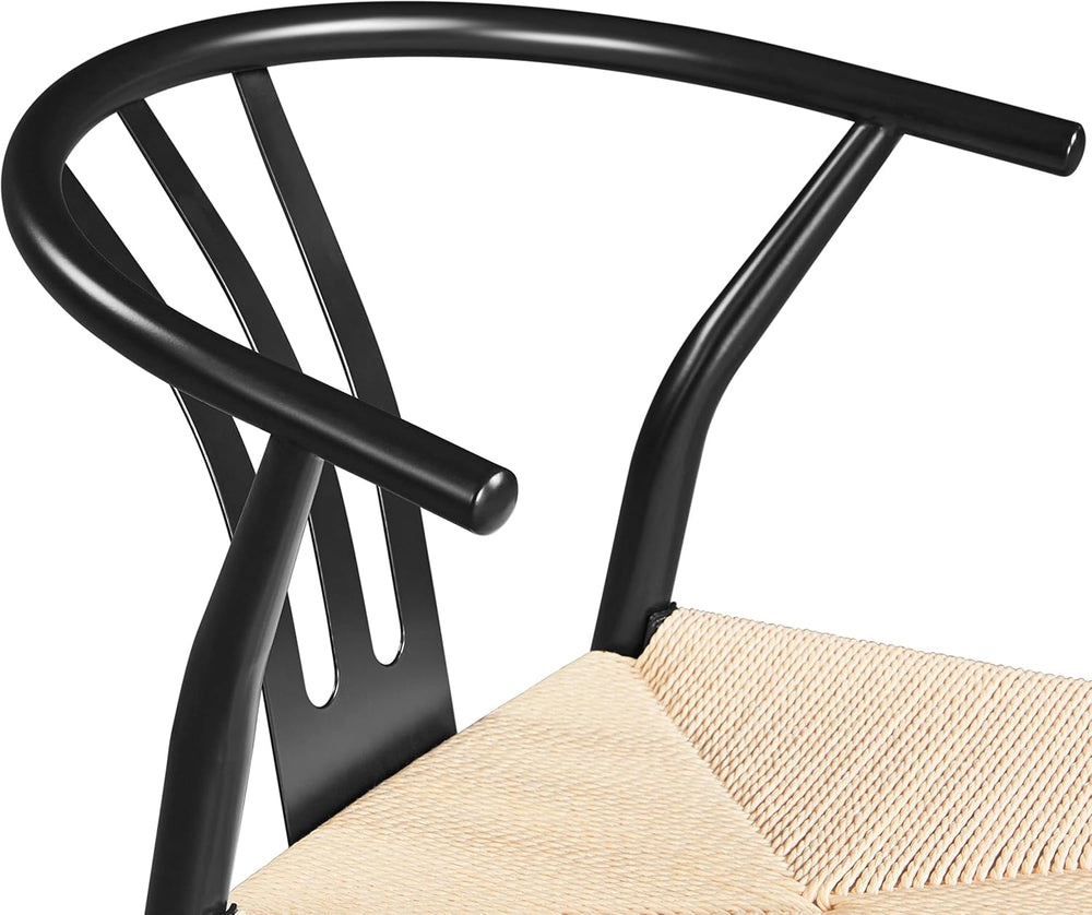 Topeakmart 2Pcs Dining Chairs Metal Legs Armchairs Black
