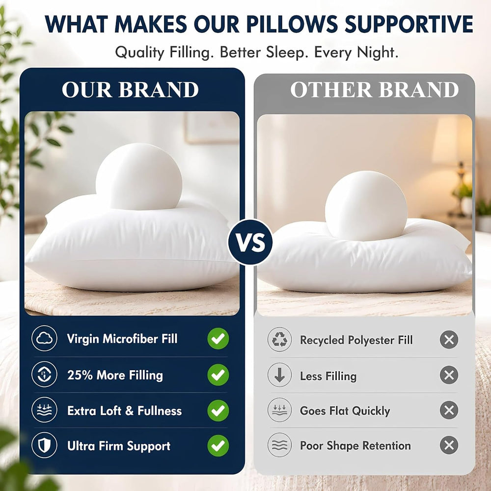 Ridhi White Throw Pillow Inserts, 20x20 Inch, Pack of 4, Down Alternative