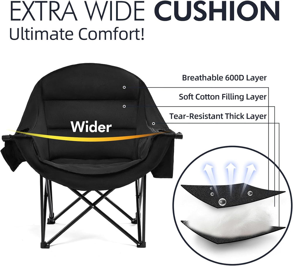 Oversized Camping Chair for Adults 2 Pack - Heavy Duty Outdoor Padded Chair