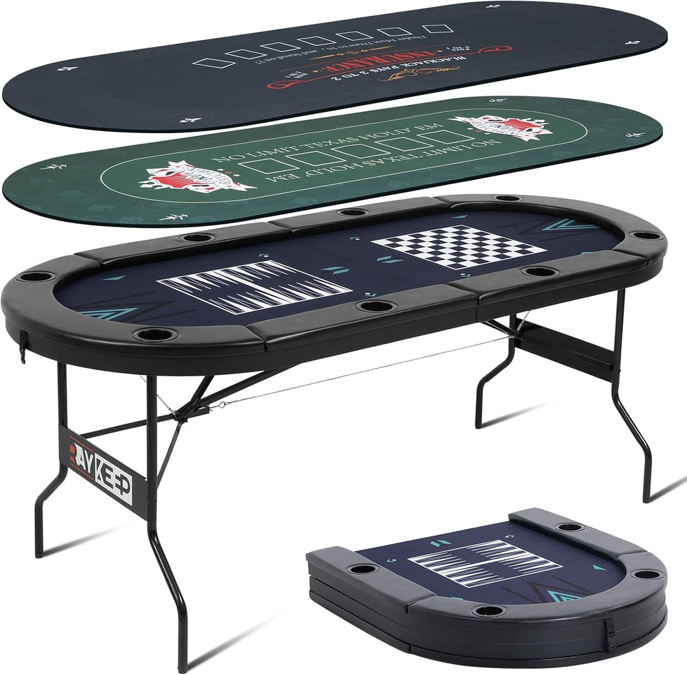 RAYKEEP 72" 4-in-1 Foldable Poker Table w/Interchangeable Game Mat