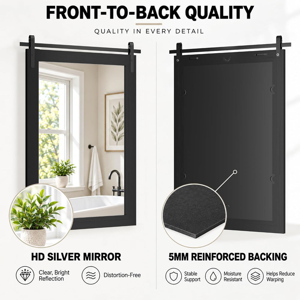 PAIHOME Black Farmhouse Bathroom Vanity Mirror 22" x 30"