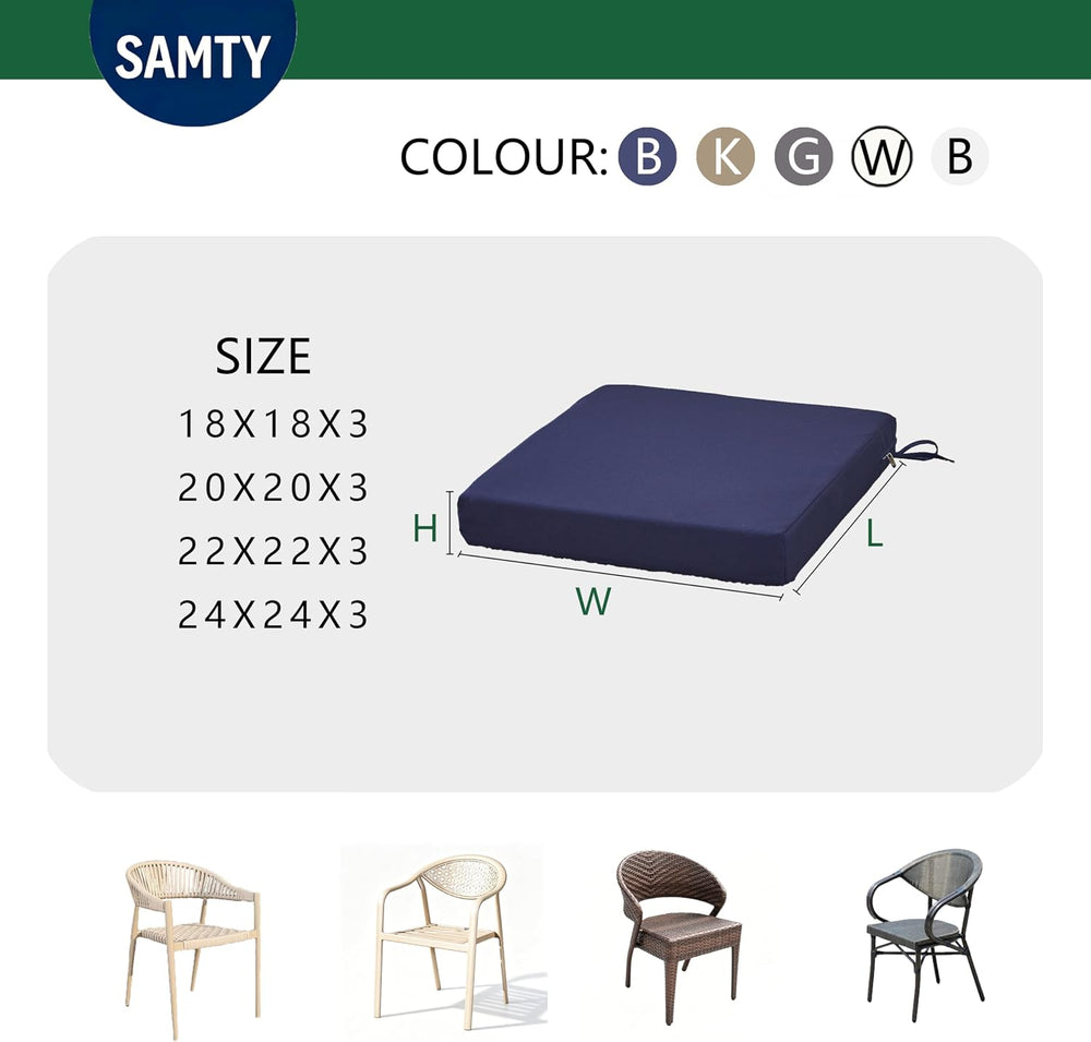 SAMTY Outdoor Chair Cushions, Waterproof Patio Seat Cushion of 2, 20X20X3