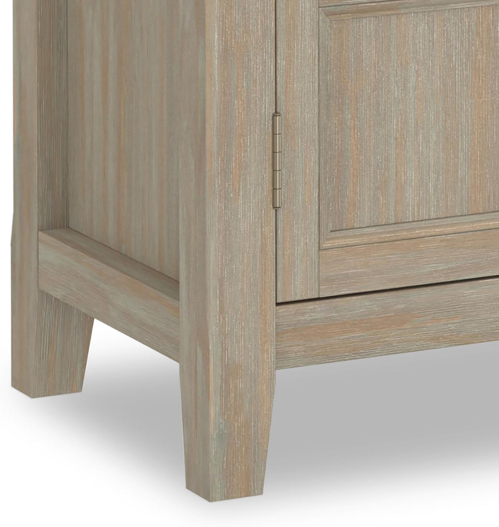 SIMPLIHOME Burlington 30" Wide Solid Wood Cabinet in Distressed Grey