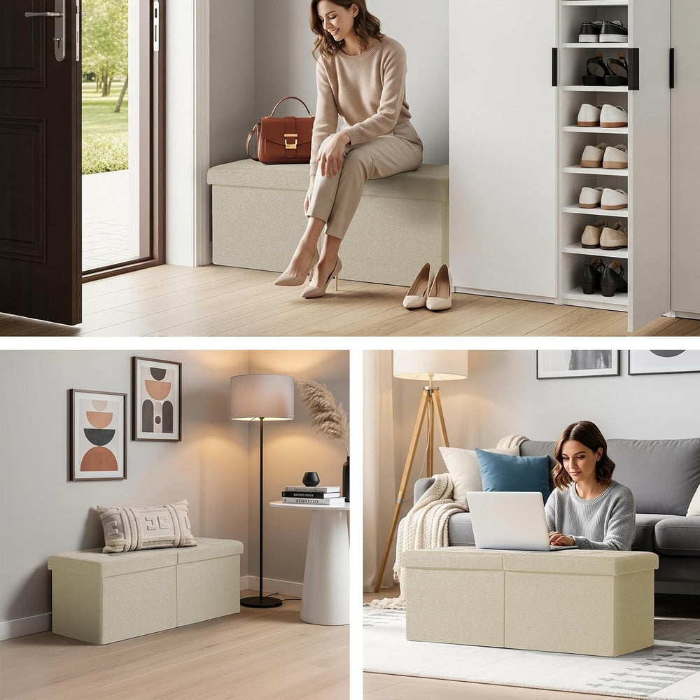 35-INCH Storage Ottoman Bench, Footrest with Storage, End of Bed Bench Coffee...