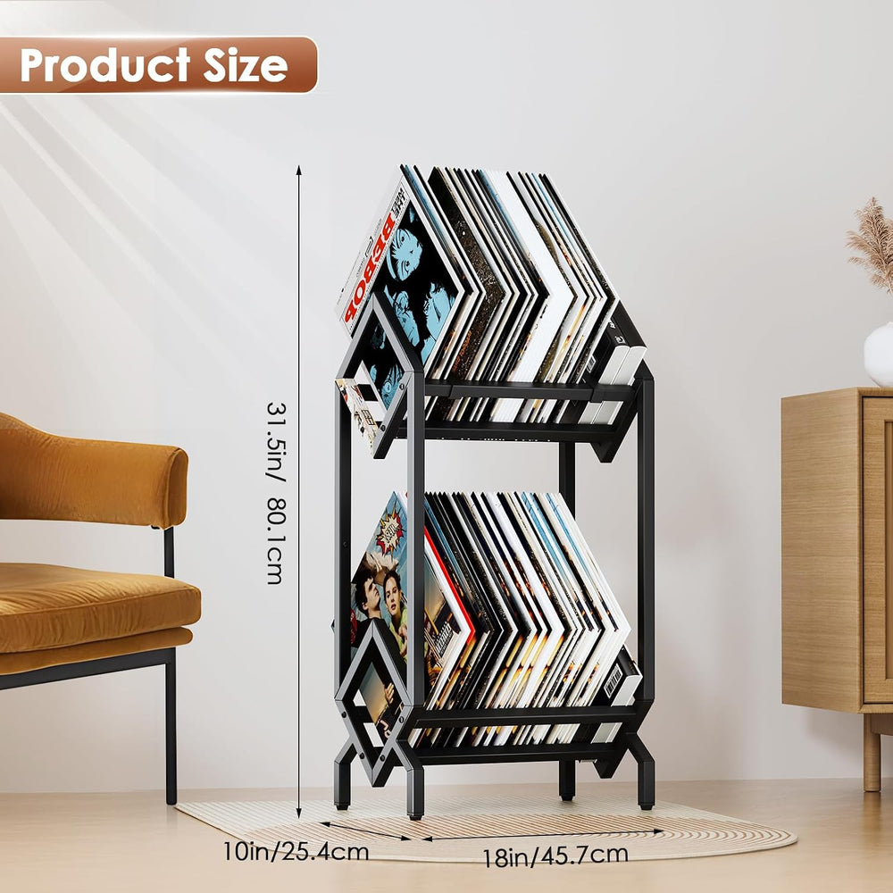 Vinyl Record Storage Rack, Record Holder 160-200 LP Storage Shelf Display Sta...