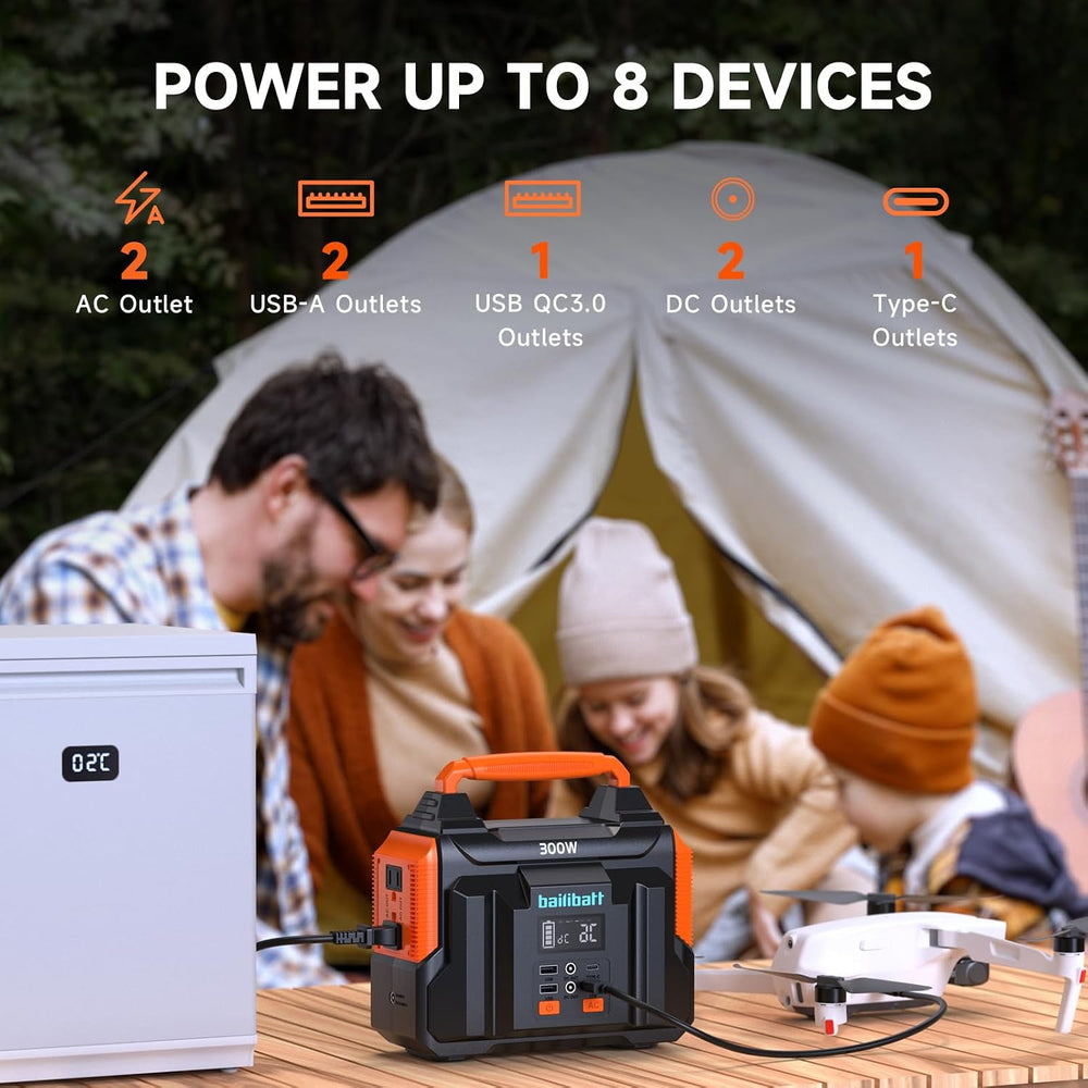 Bailibatt Portable Power Station 300W, 257Wh, 4.6lbs Solar Generator
