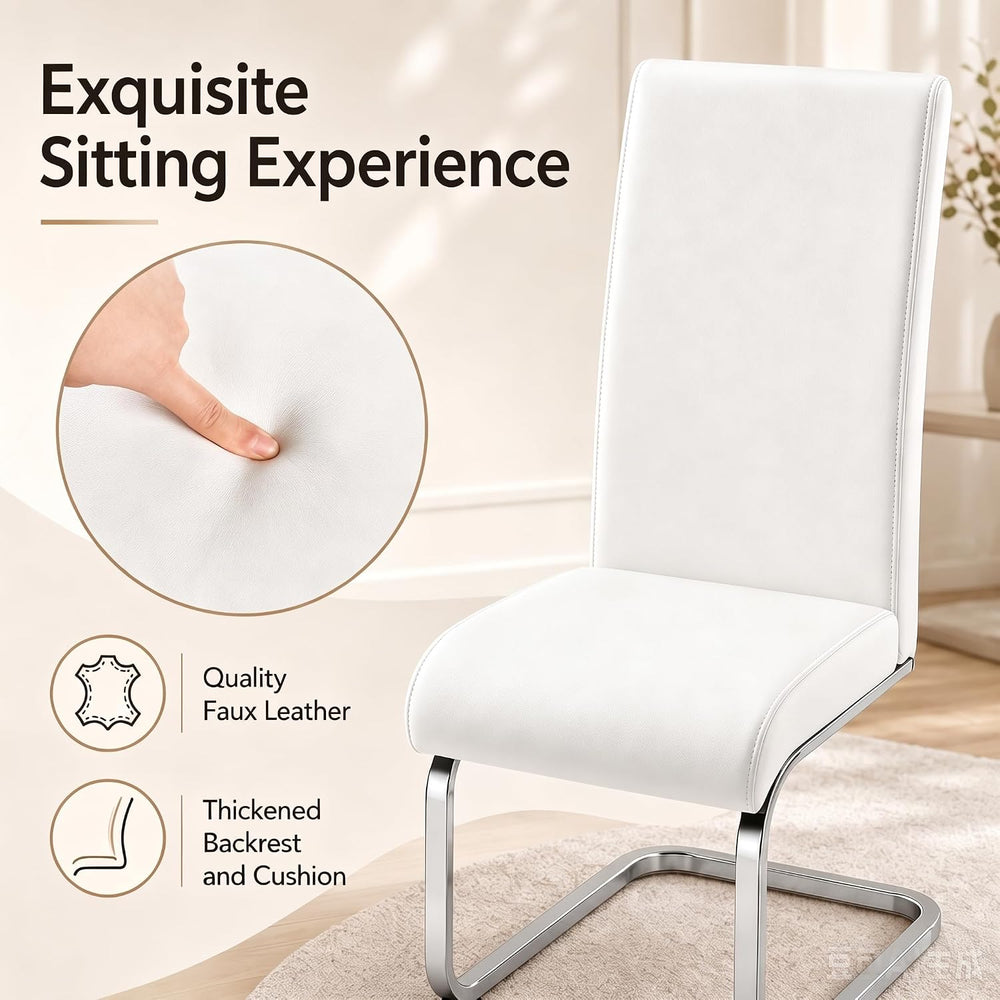 Yaheetech Dining Chairs Set of 6 Modern High Back Kitchen Chairs White
