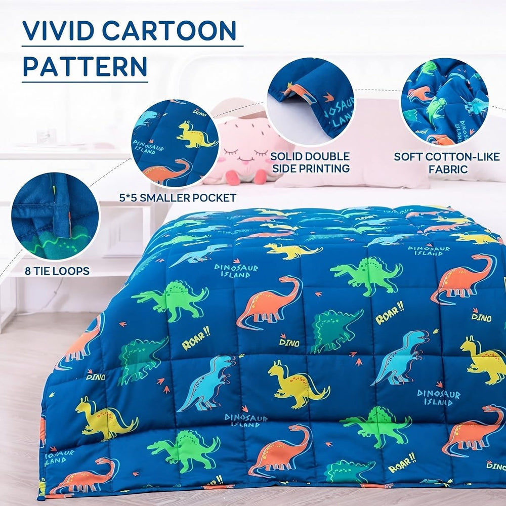 Kivik Weighted Blanket 3lbs, Cooling Blue Dinosaur Heavy Blankets, 36"x4...