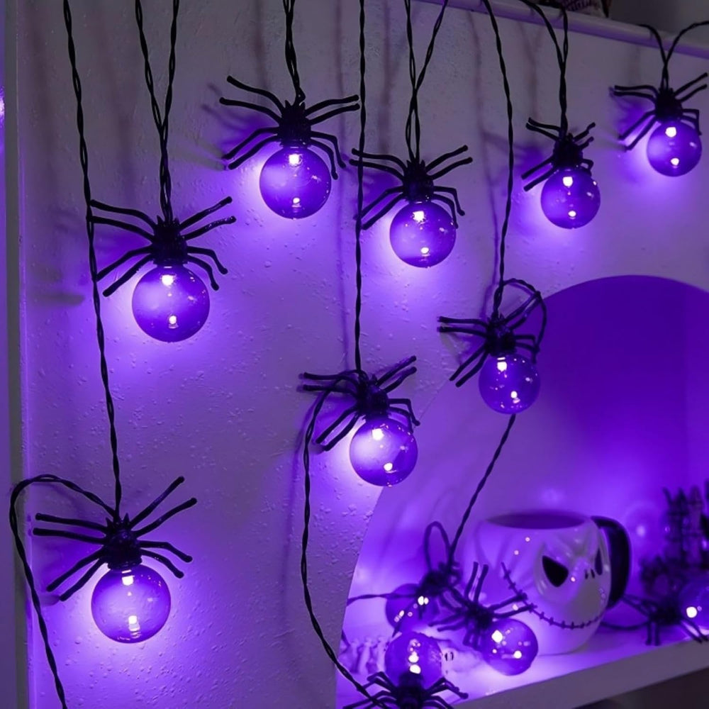 Halloween Lights Outdoor/Indoor,20FT 40LED Purple Spider String Lights