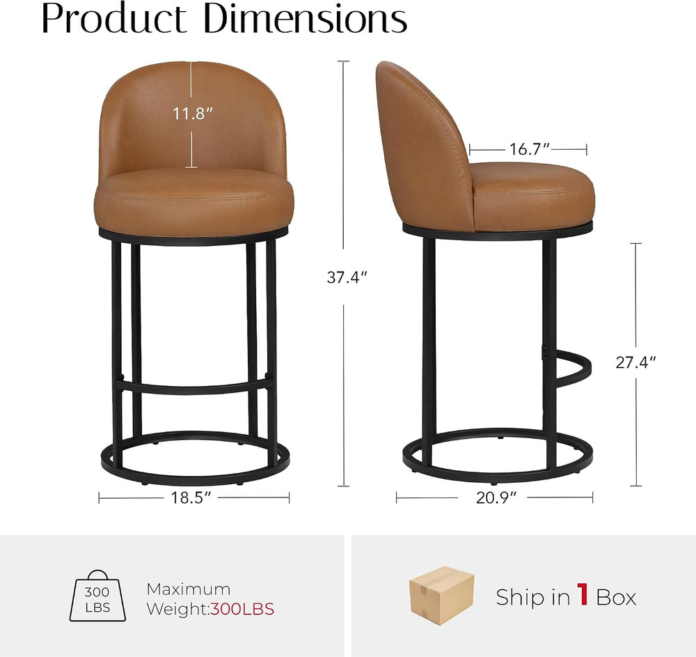 Zerel's Home 26" Counter Height Bar Stools Set of 2,360° Swivel Bars...
