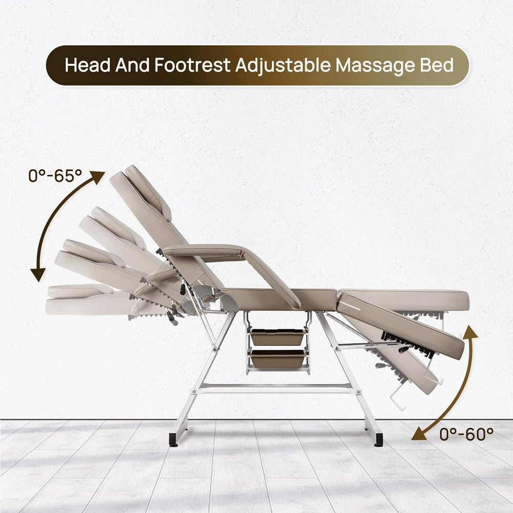 Facial Chair 73inch Adjustable Tattoo Chair with Stool Gray