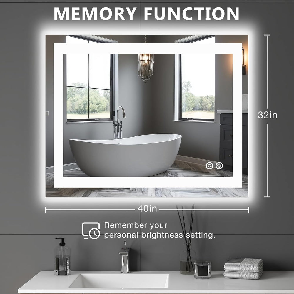 DUMOS 32.1"x40.1" LED Bathroom Mirror, Bathroom Vanity Mirror