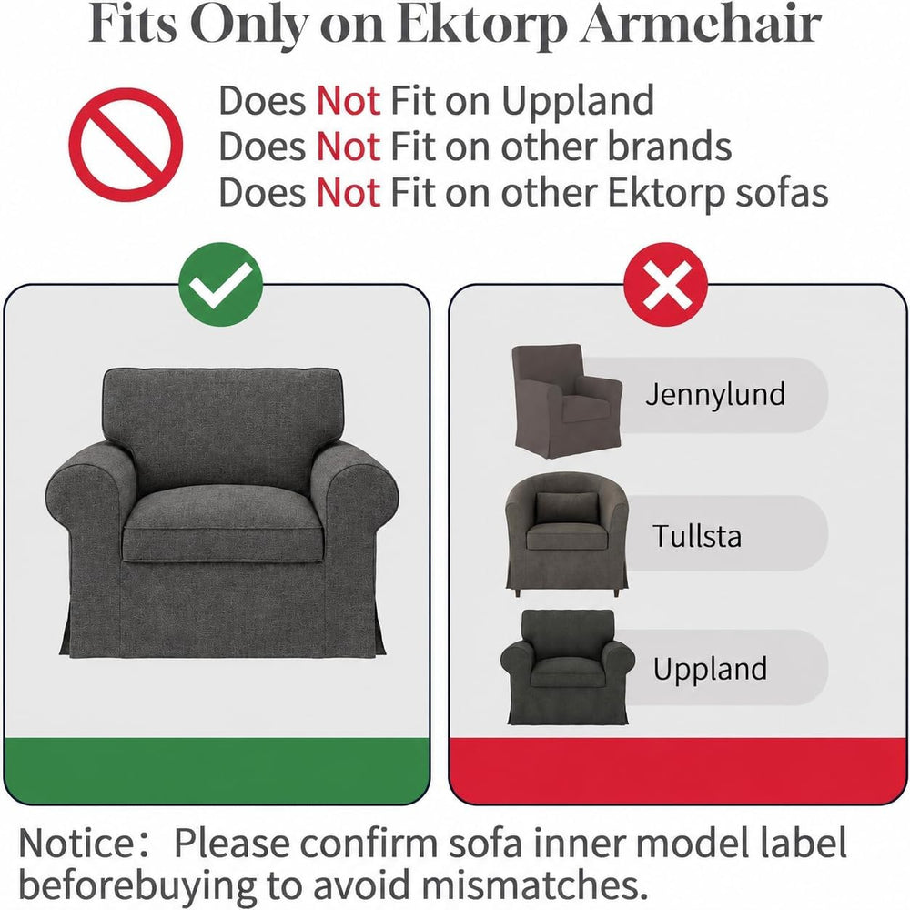 Ektorp Sofa Cover for IKEA Ektorp Armchair, Polyester Slipcover Set with 1 Fr...