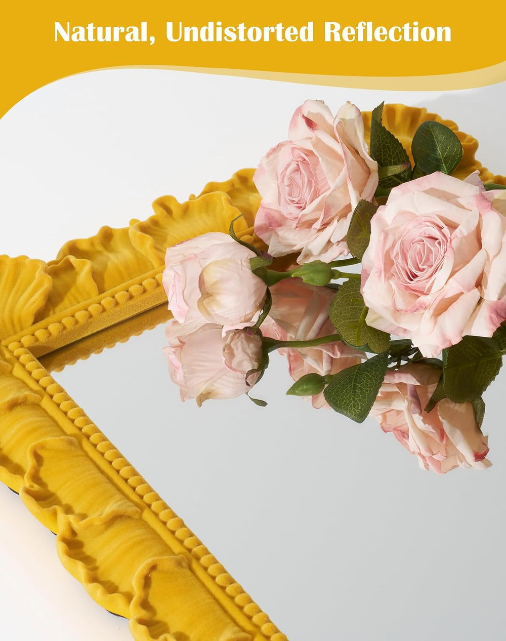 Mirror Wall Decor with Resin Frame for Room Makeover,Yellow-Orange