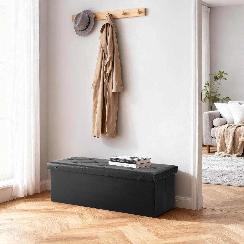 DUMOS 43 Inch Folding Storage Ottoman Bench, Large Ottoman with Storage