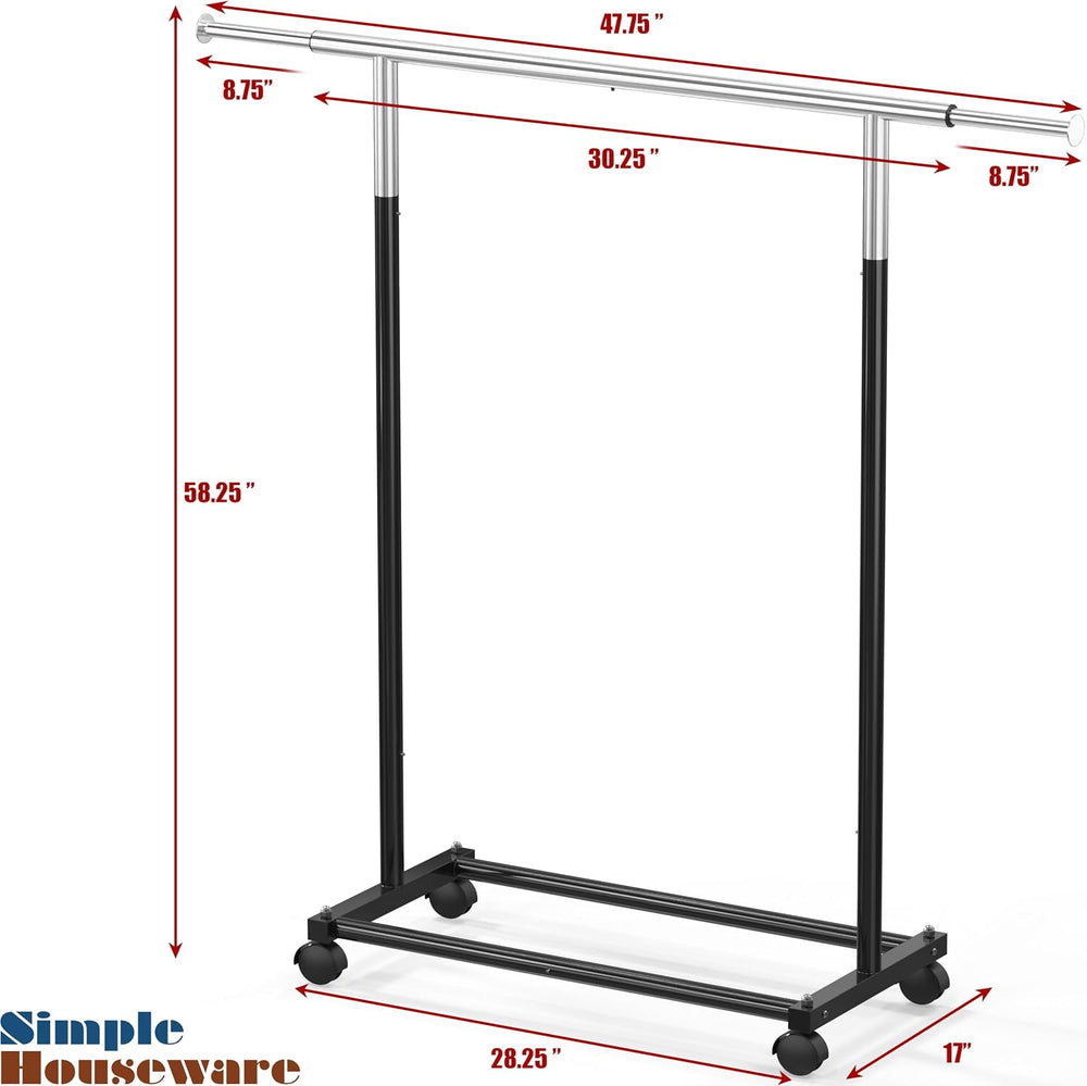 Simple Houseware Standard Rod Garment Clothing Rack, Black