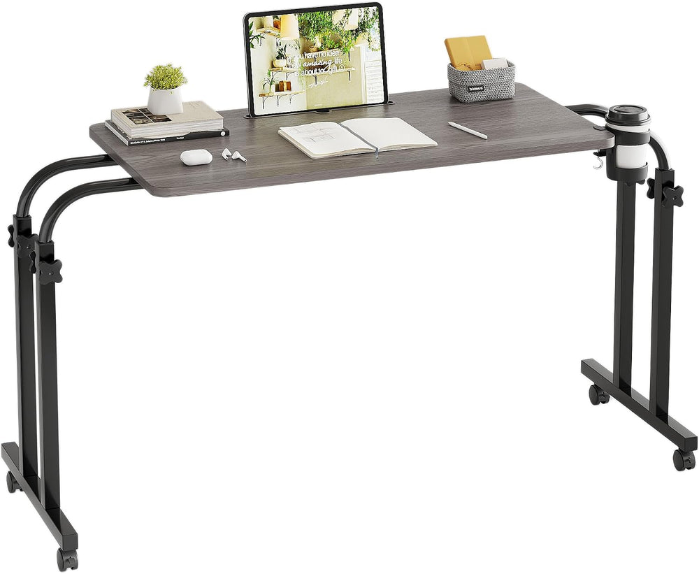 Furist Overbed Table with Wheels, Adjustable Height and Length Over Bed Desk,...