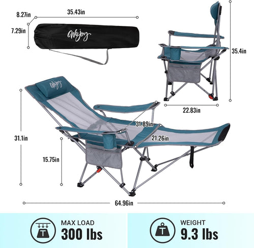 #WEJOY 2-in-1 Reclining Camping Chair with Footrest for Adults