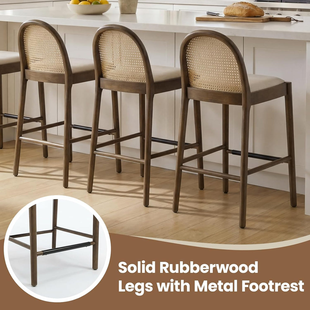 DUOMAY Modern Linen Bar Stools Set of 4, 29 Inches Bar Height Barstools with ...
