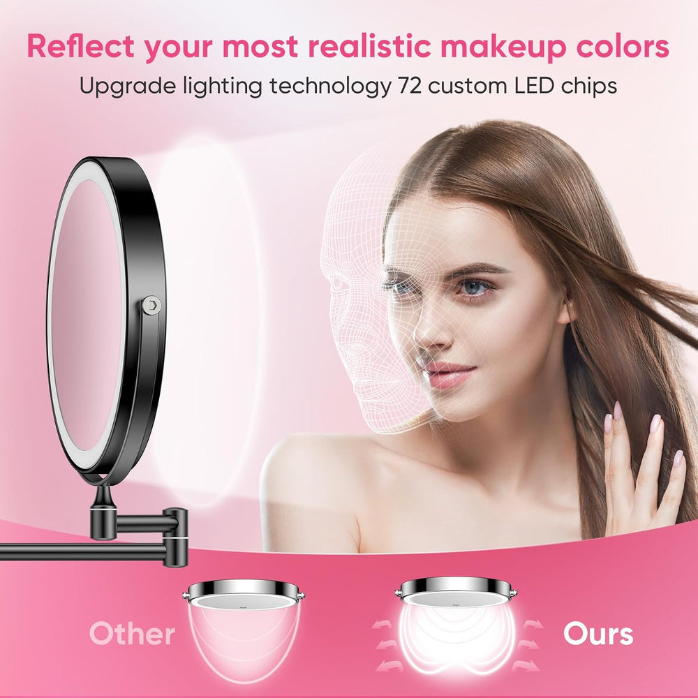 FASCINATE 8" Rechargeable Wall Mounted Makeup Mirror with Lights