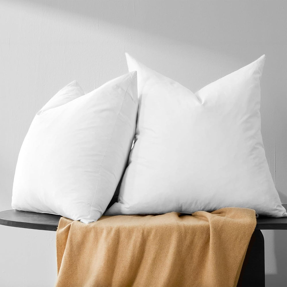 18x18 Feather Down Throw Pillow Inserts with 100% Cotton Cover, Set of 2