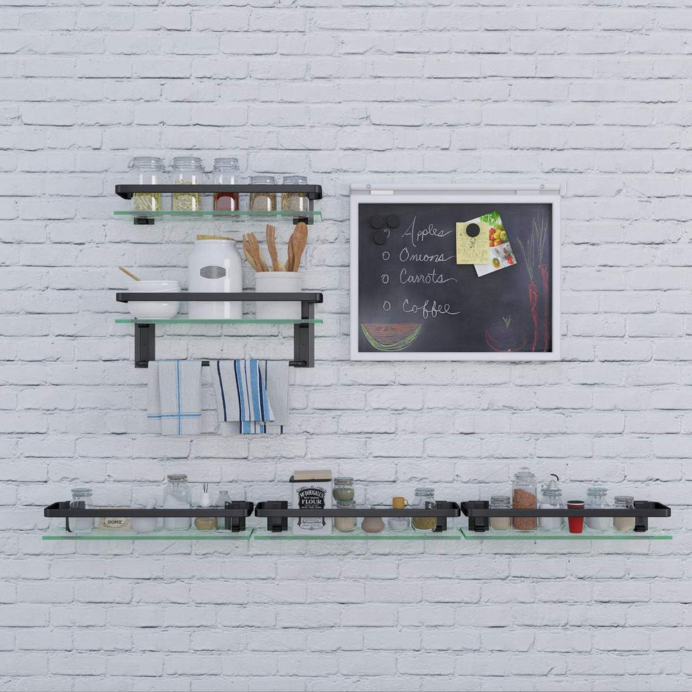 VOLPONE Glass Bathroom Shelf with Towel Bar 15.7in Bathroom Wall Shelves Rust...