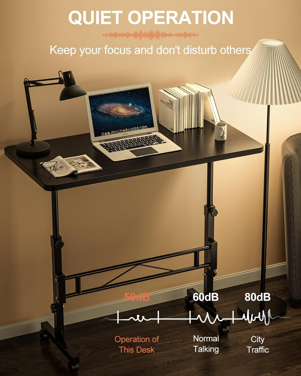 Small Standing Desk Adjustable Height,Mobile Stand Up Desk with Wheels