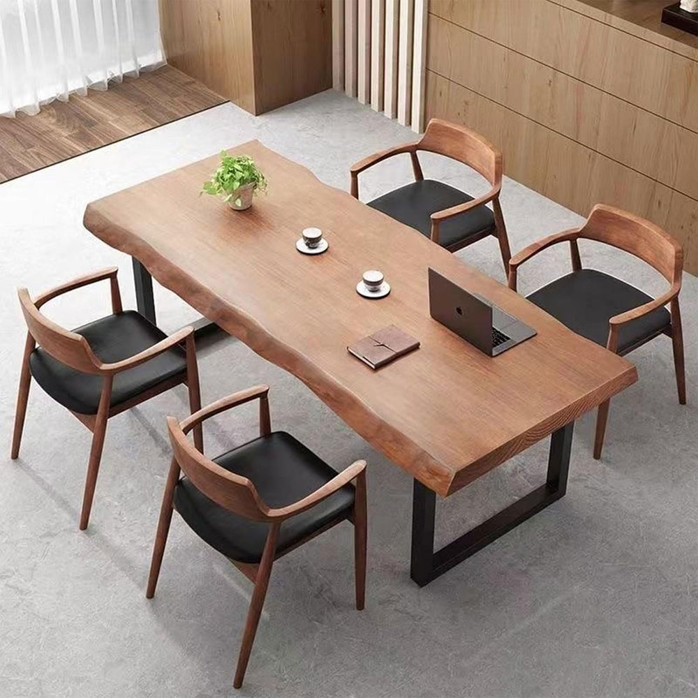 Stylish Solid Wood Office Desk with Sturdy Metal Base - Durable Multi-Size Ex...
