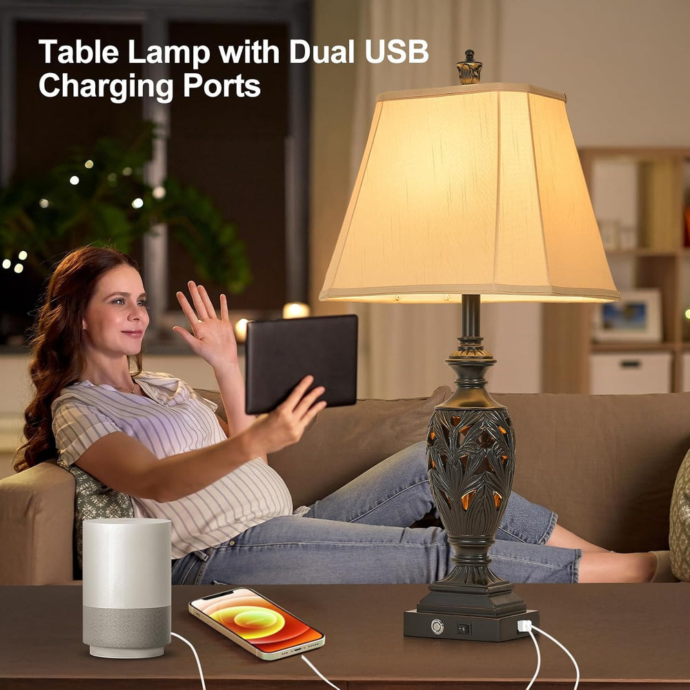 AIDENOEY 29.5" Table Lamp Set of 2 with Nightlight, Separate Touch Switch