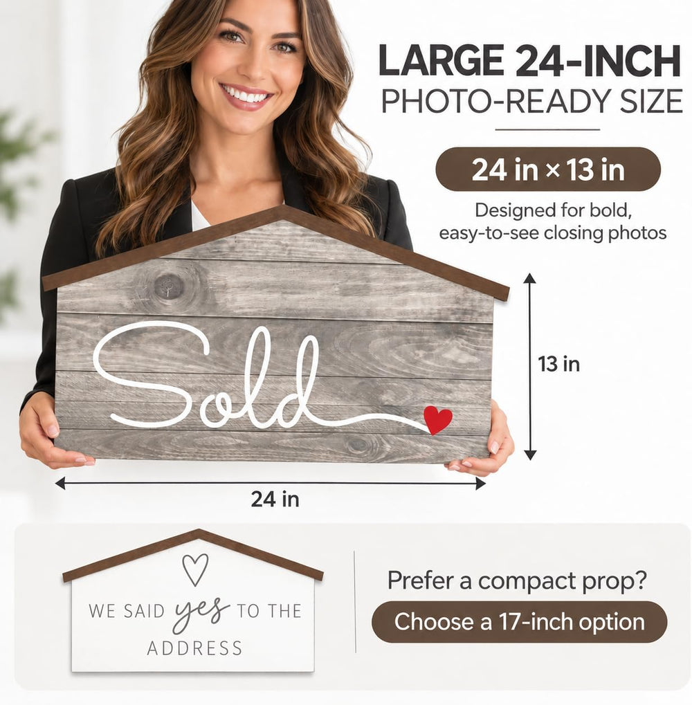 Labend Home 24" Large Sold Sign House-Shaped - Double-Sided Sold/Said Ye...