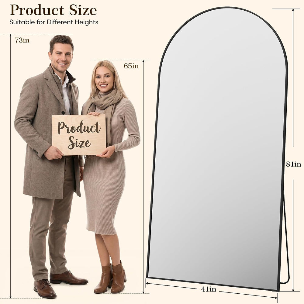 81"x41" Arched Full Length Mirror, Full Body Floor Mirror, Black