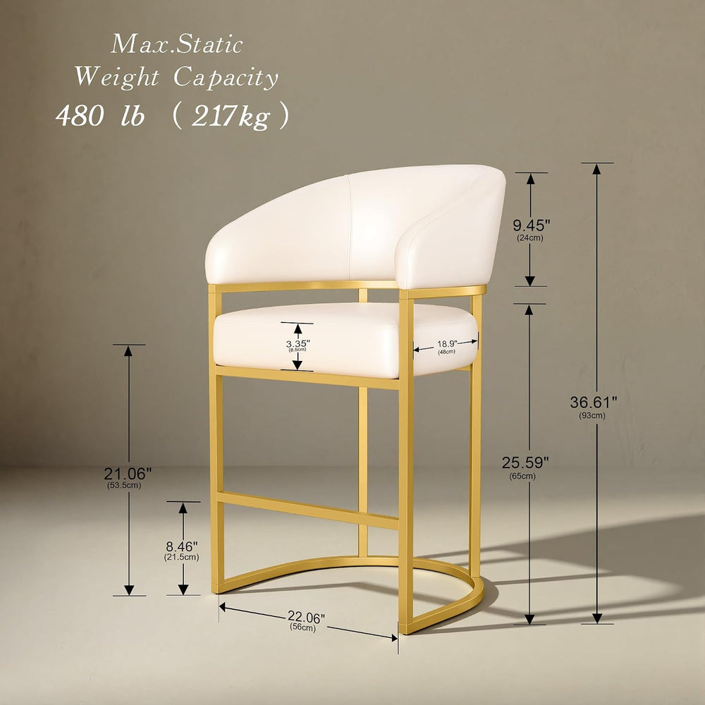 Modern Counter Height Bar Stools,Bar Stools Set of 2,PU Leather Upholstered B...