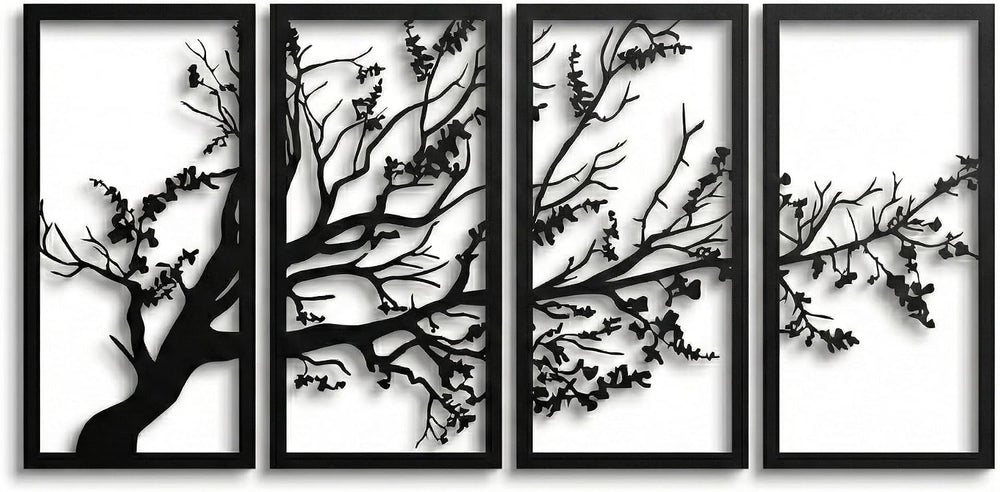 DEKADRON Metal Wall Art, Tree of Life 4 Panels, Tree Sign, Metal Wall Decor, ...