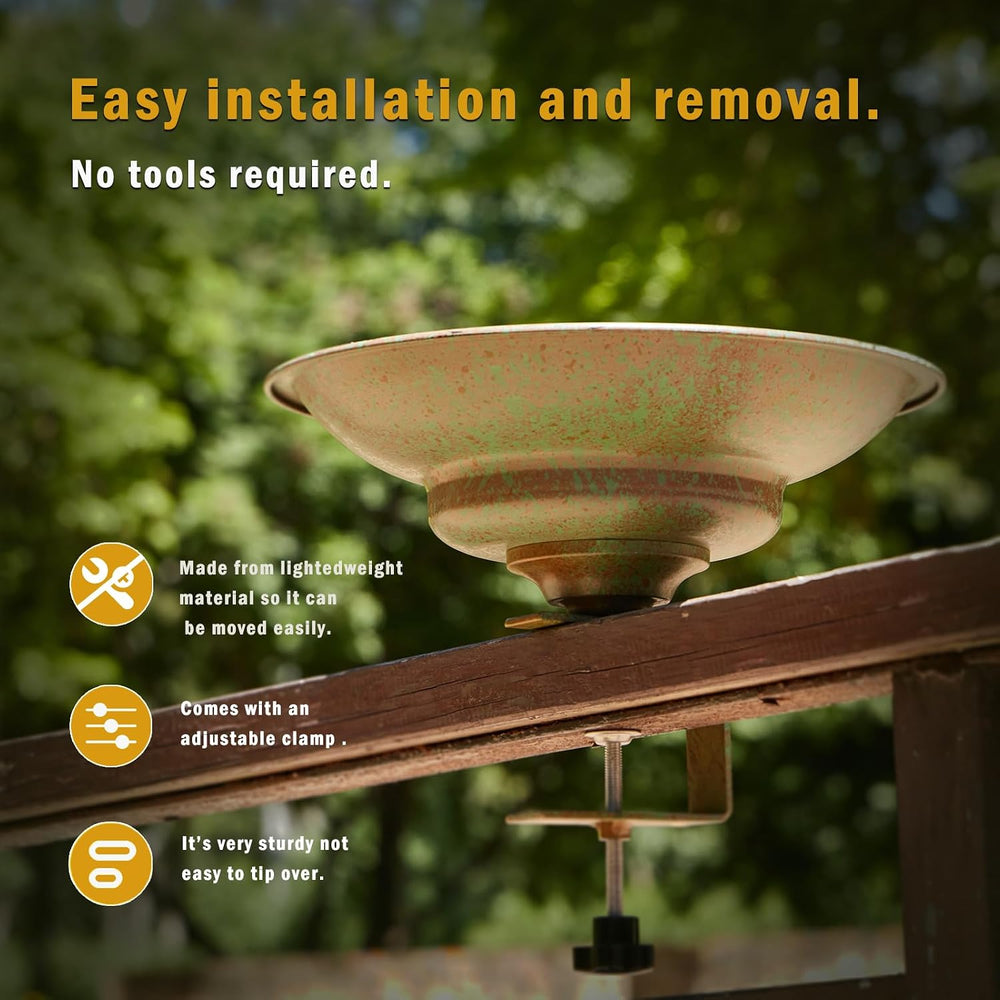 Solar Bird Bath,Deck Bird Bath with Solar Fountain,Deck Mounted Bird Bath