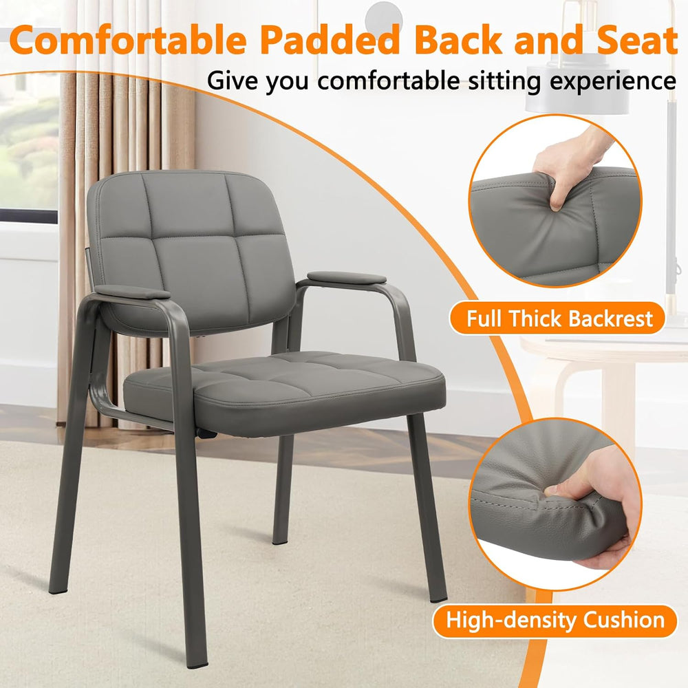 CLATINA Waiting Room Guest Chair with Bonded Leather Padded Arm Rest for Offi...
