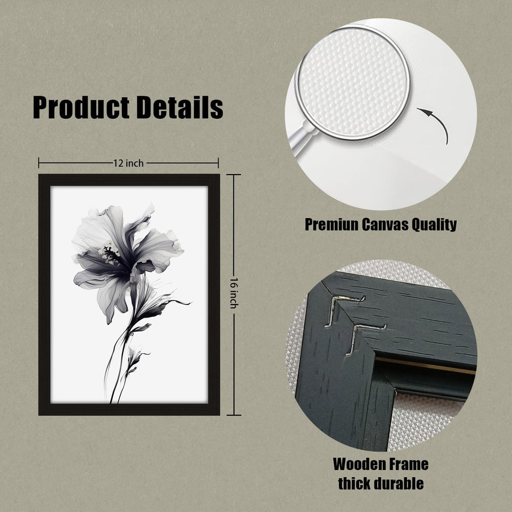 2pcs Framed Modern Floral Wall Art Minimalist Abstract Canvas Print Minimalis...