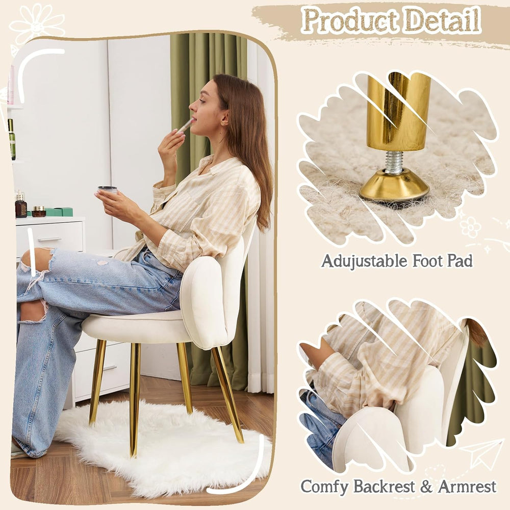 VINGLI Petal Makeup Vanity Chair with Back,Flower Cute Girls Desk Chair Comfy...