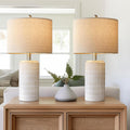 PoKat 23" Modern Ceramic Table Lamp Set of 2 for Living Room Bedroom, White