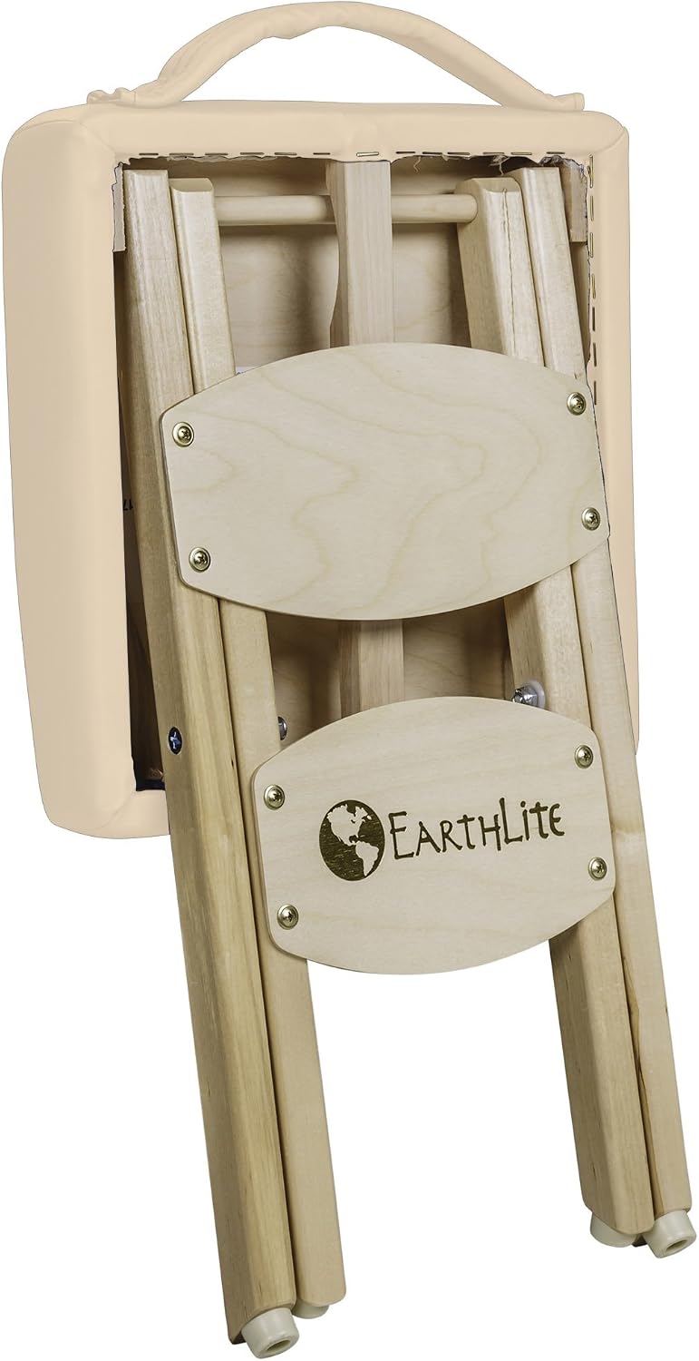 EarthLite Wooden Folding Stool, 19in, Marie's Beige
