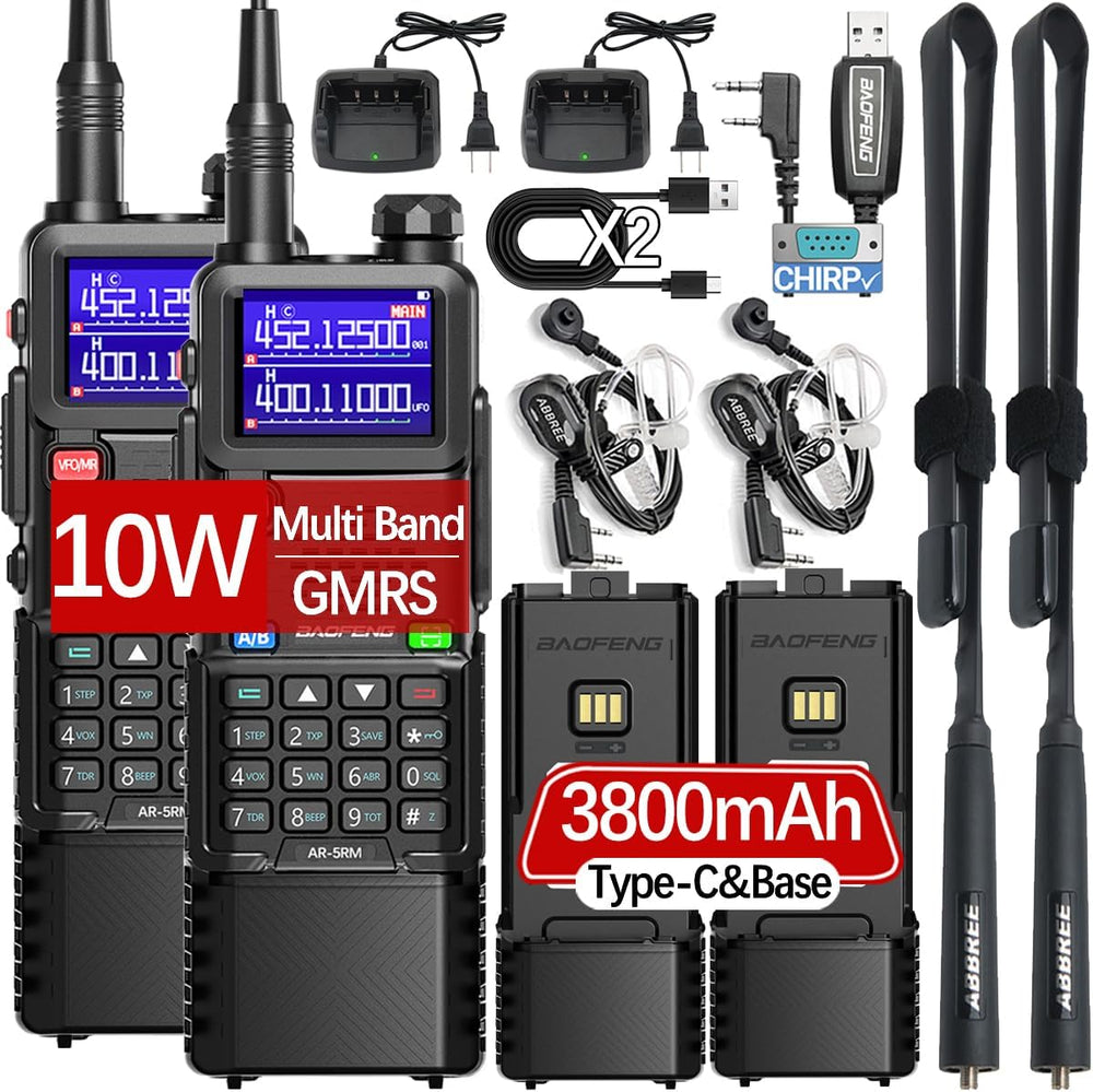 Baofeng Radio Ham Radio Long Range 5RM 10W Handheld Rechargeable 3800mAh Exte...