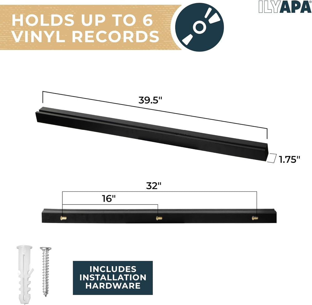 Ilyapa Vinyl Wall Mount Record Shelf - 39.5in, Holds 6 Records