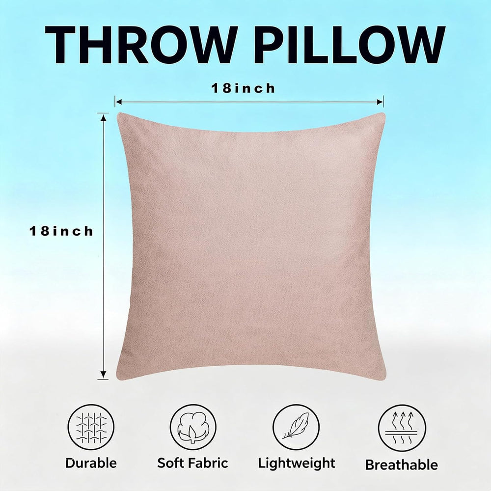 Set of 2 Throw Pillows 18x18 with Inserts Included, Pink Couch Pillows